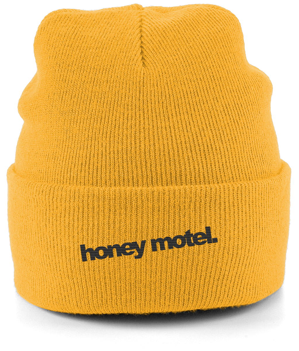 embroidered logo beanie - gold.